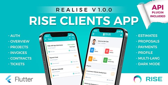 REALISE - RISE CRM Customer Mobile App for Android and IOS | Flutter App with API Plugin Included