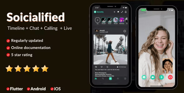 Social media app clone (instagram,facebook,linked in etc) + Node.js socket Chat + Calling + Live