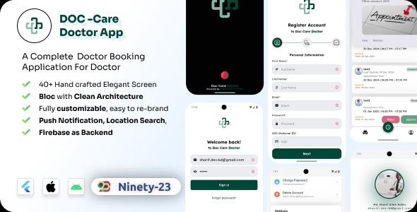 Doctor Appointment For Doctor - Flutter 3.0 | Android | iOS | BloC | Clean architecture | Firebase