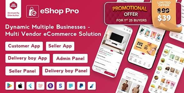 eShop Plus - Multi Vendor eCommerce, Multi Module Flutter App with Laravel Admin Panel