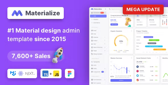 Materialize - Next.js, Vuejs, HTML, Laravel, Django, Asp.Net Material Design Admin Template