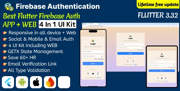 Flutter Firebase 4-in-1 UI Kit Authentication Social Login for Any App & Flutter Web Support (2025)