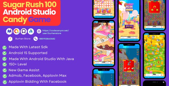 Sugar Rush 100 – Sweet Arcade Game Built with HTML5, CSS3, JavaScript in Android Studio