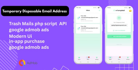 Temporary Disposable Email Address Flutter app, Trash Mails API