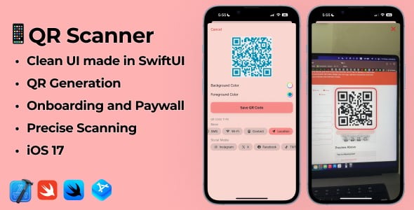 iOS 17 Swift QR Generator App | QR code Scanner App with Subscriptions