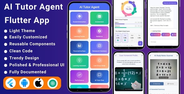 AI Tutor Agent Flutter App | Maths Homework Helper | AI Math Solver App | AI Assistant