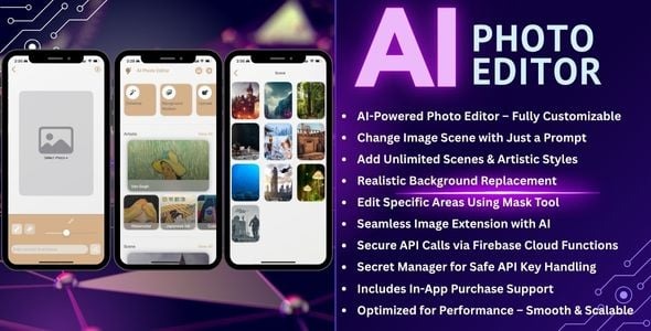 AI Photo Editor iOS App – SwiftUI with Ideogram & RunwayML, AI Enhancer, Extend, background replace