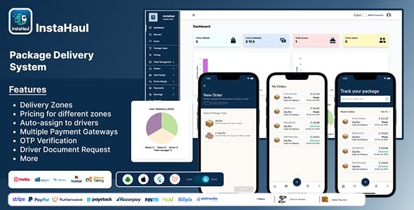 InstaHaul - Package Courier Delivery App with Admin Backend