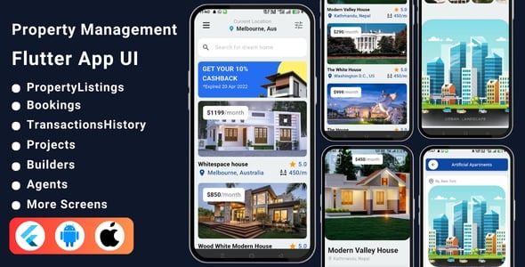 Property Management Flutter App Template | Real Estate App UI Kit