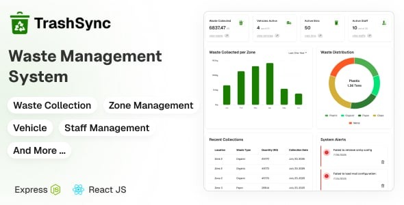 TrashSync - Waste Collection Management System with Express.js REST API & React Js