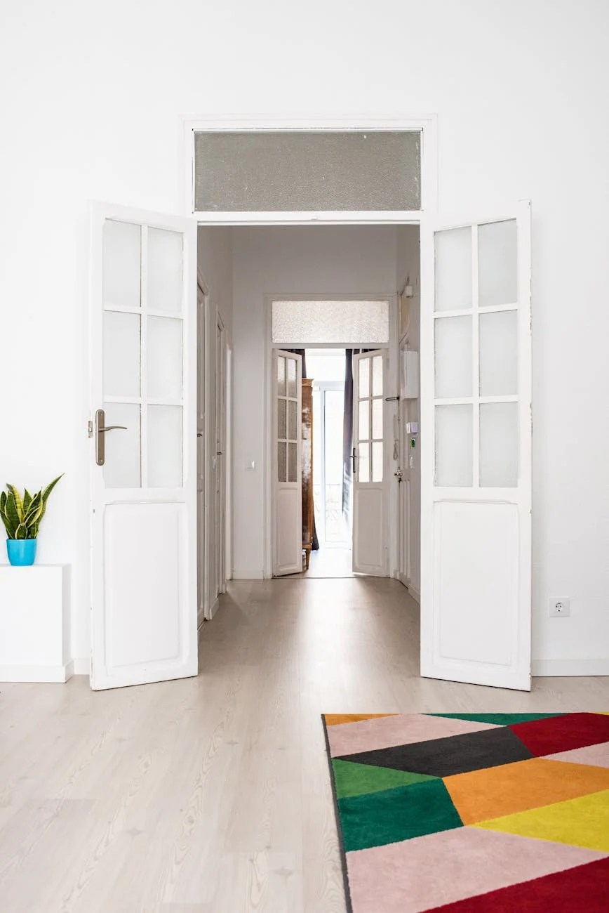 wide open white wooden door