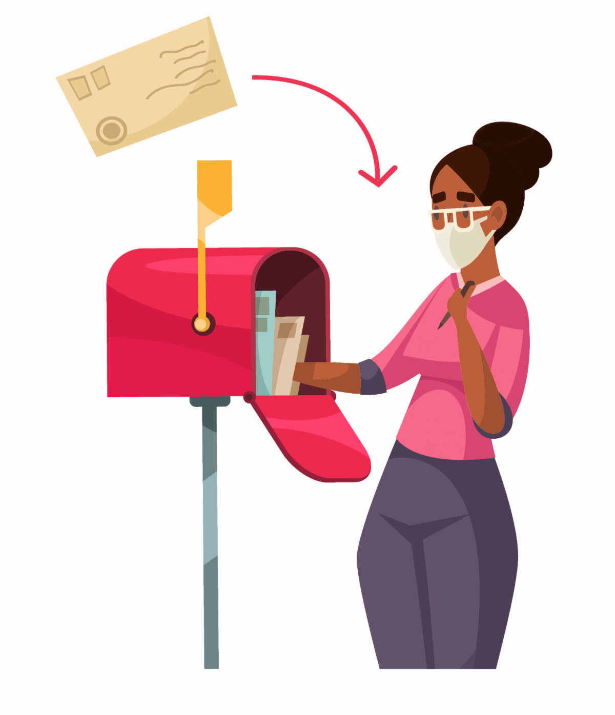 Image of a black woman getting the mail out of a mailbox