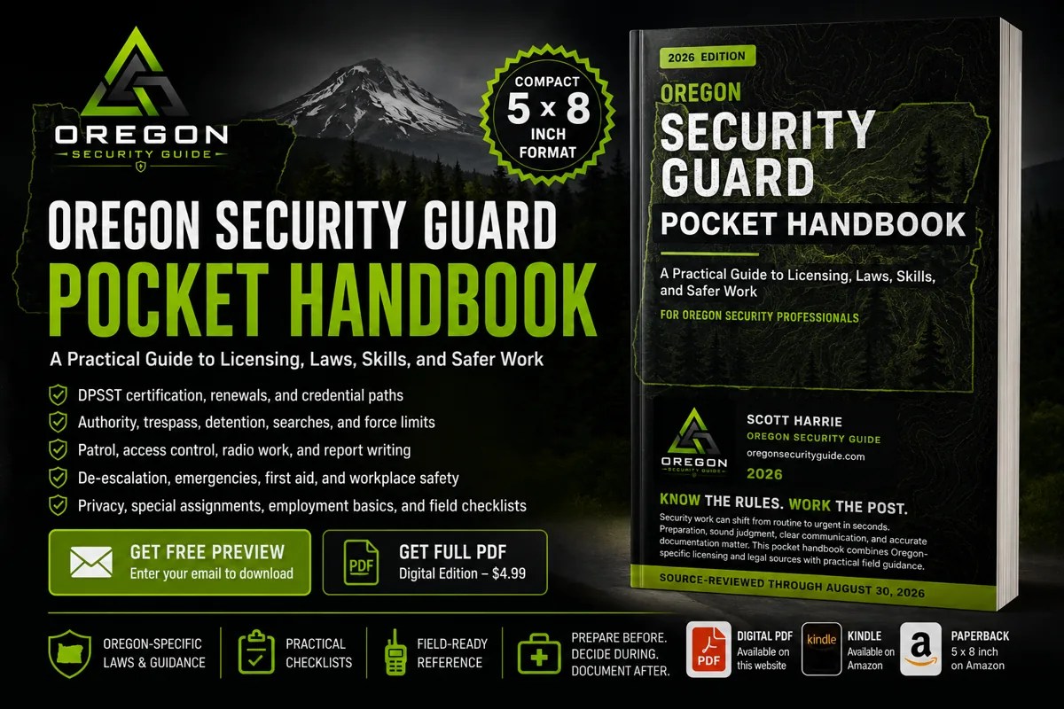 Oregon Security Guard Pocket Handbook digital edition cover