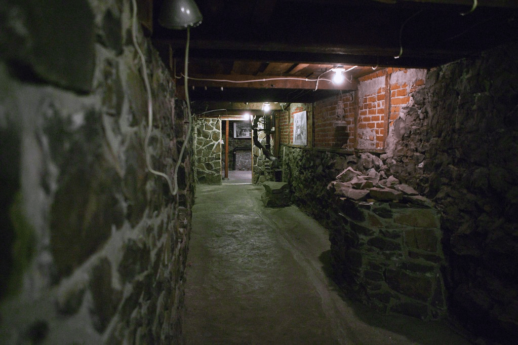 Brick entrance to the Pendleton Underground Tours beneath downtown Pendleton