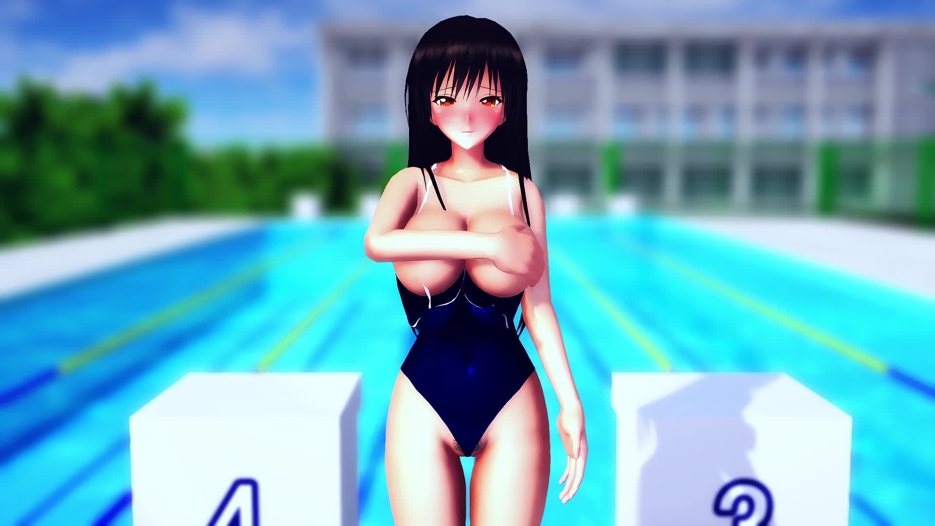 MMD】古手川唯のスク水ハレンチ体操｜俺の3Dエロ動画