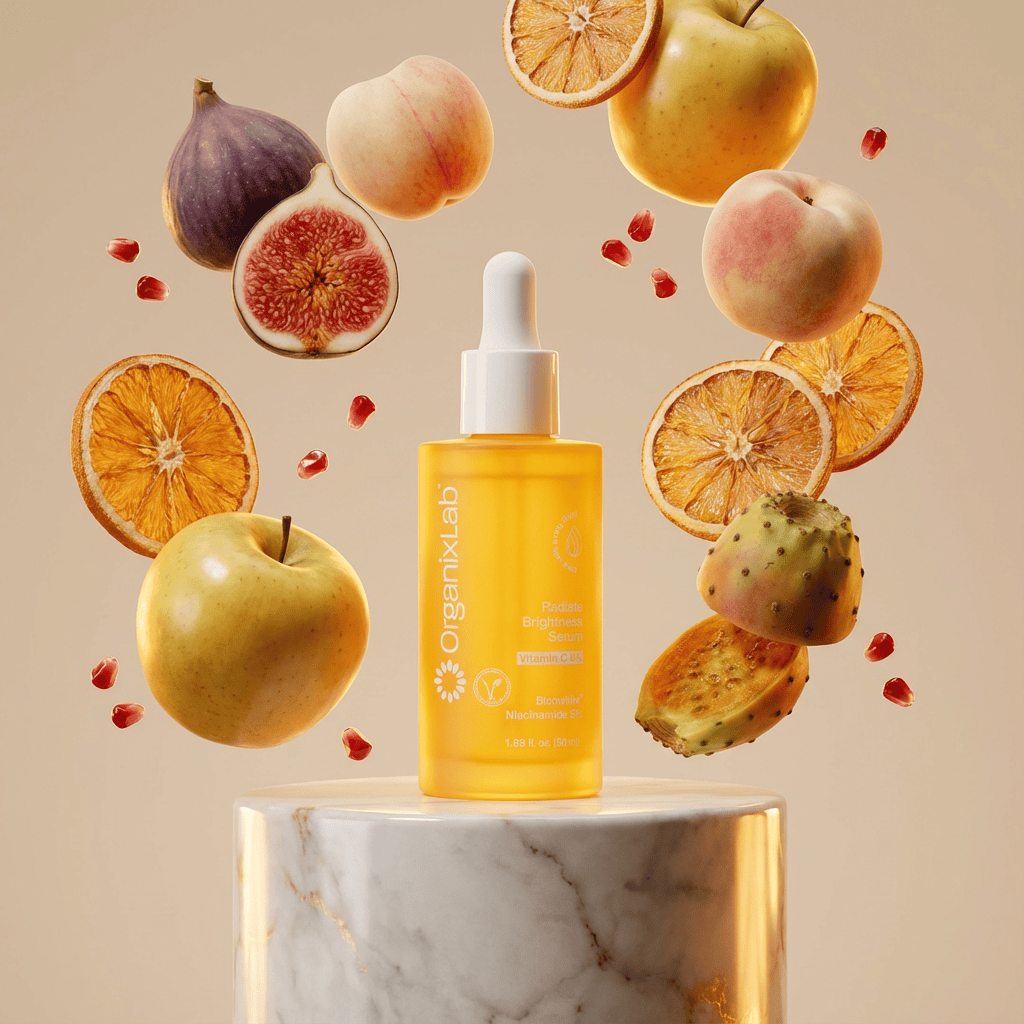 OrganixLab Radiate Brightness Serum with floating fruit