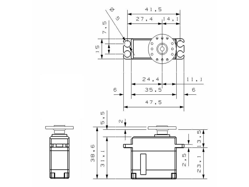 KST DS565X HV Mini Digital Metal Gear Tail Servo 6Kg 0.04s