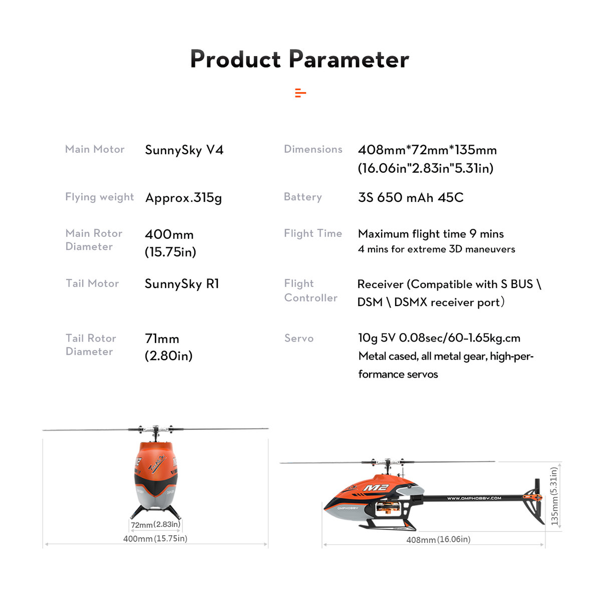 OMPHobby M2 V2 RC Helicopter BnF