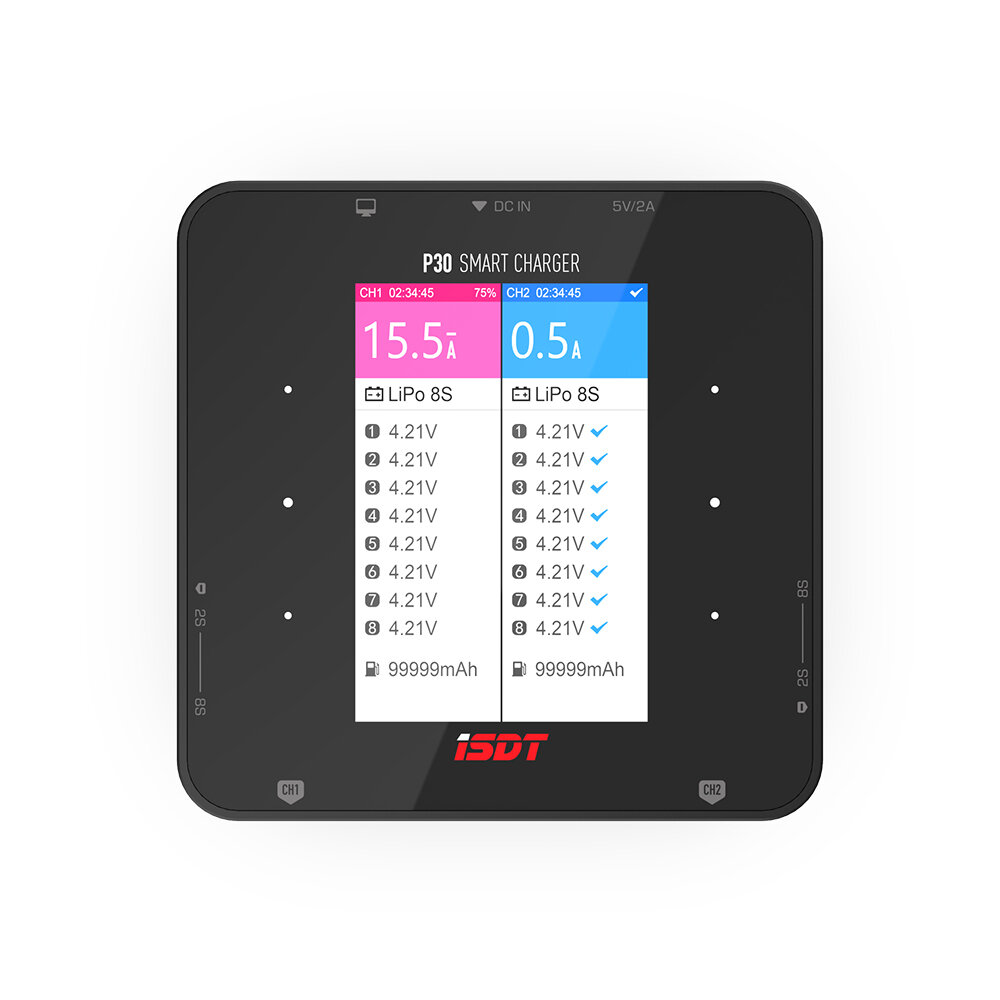 ISDT P30 SMART CHARGER 2チャネル ISDT P30 Dual Channel Battery charger 1500W DC 1-8S LiPo