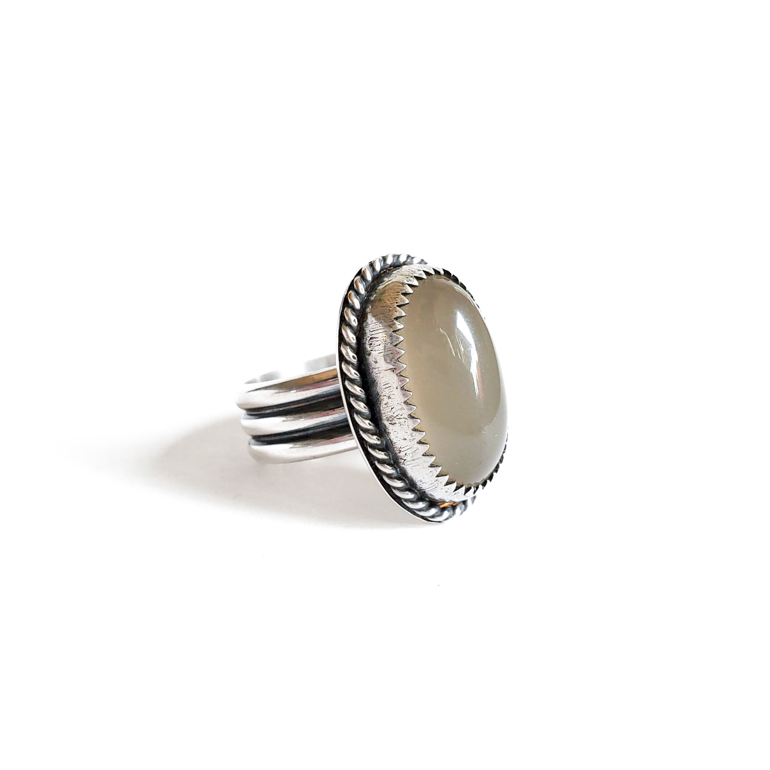 GRAY PEACH MOONSTONE RING | Orion Jewelry Design