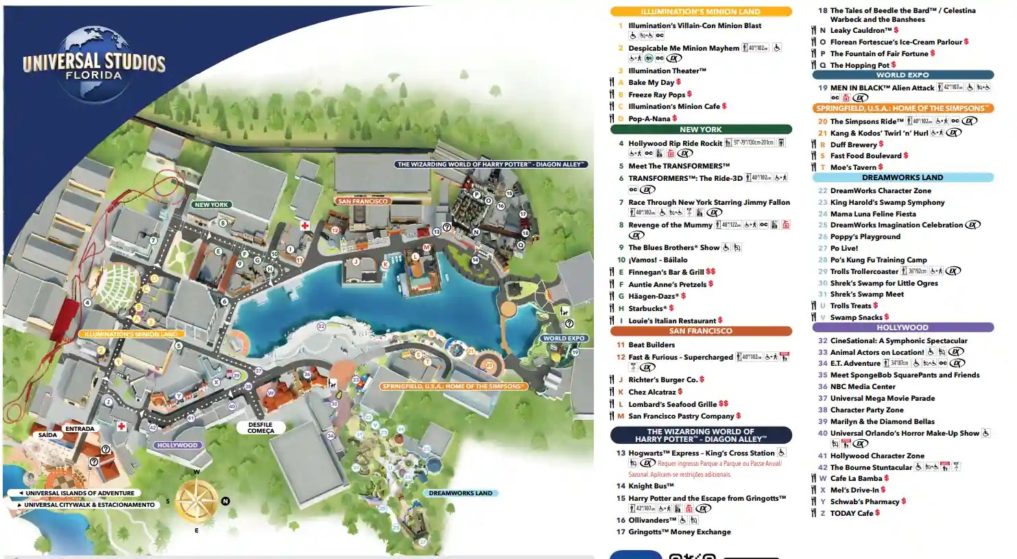 Mapa Universal Studios Orlando 2026 Com PDF Para Download Orlando Mapa Universal Studios