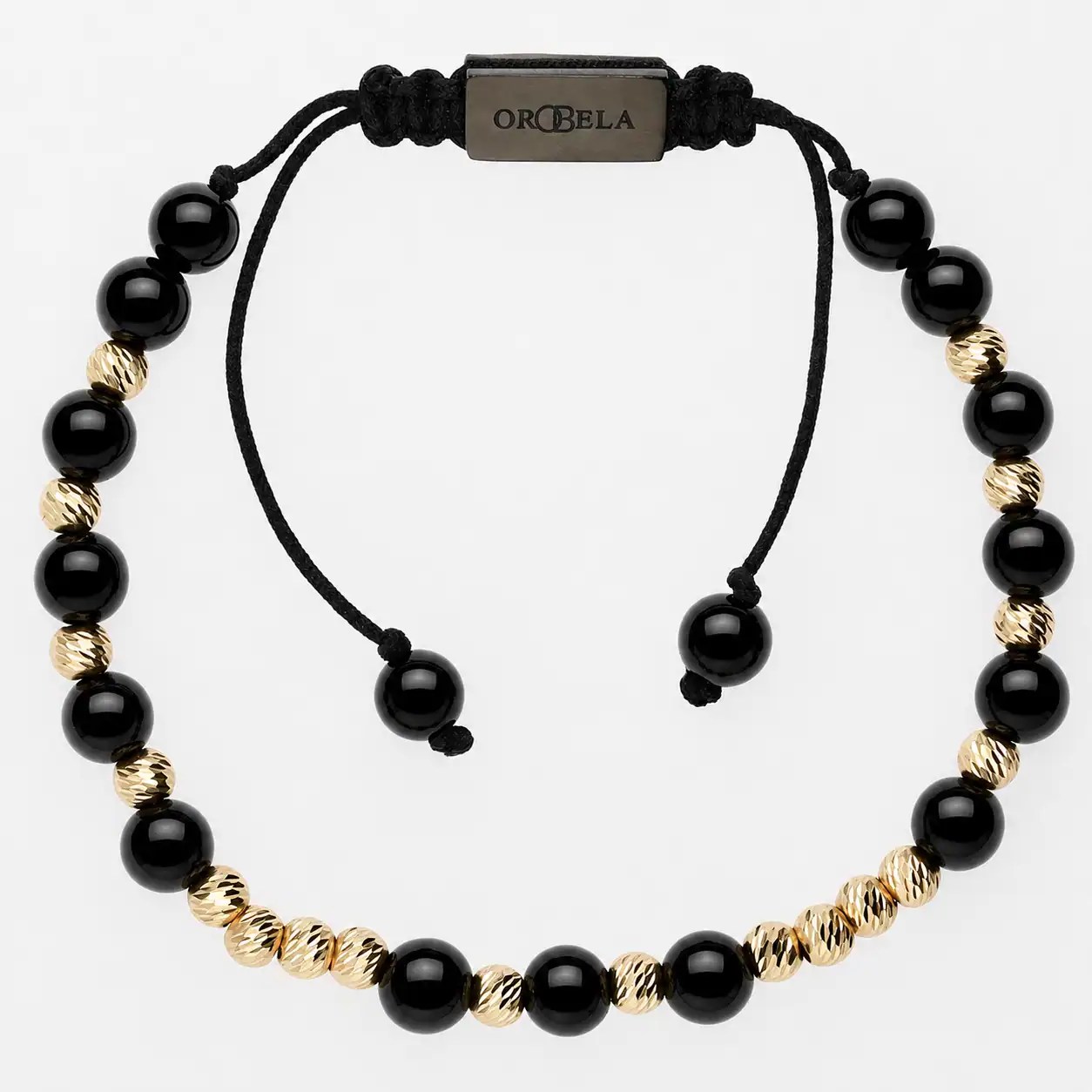 Elegant black and gold beaded adjustable bracelet from Orobela.