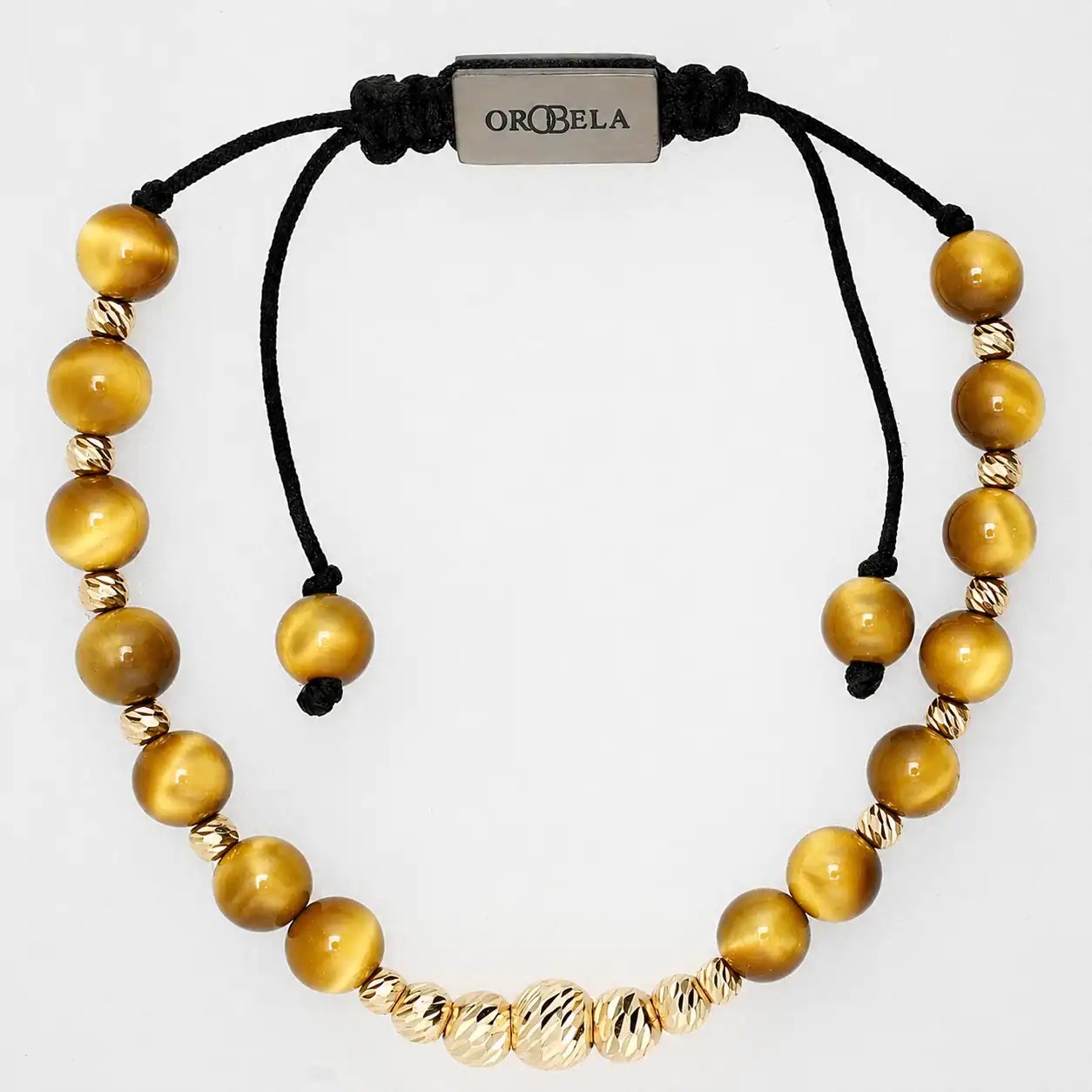 Elegant gold and silver beaded necklace with adjustable black cord for women.