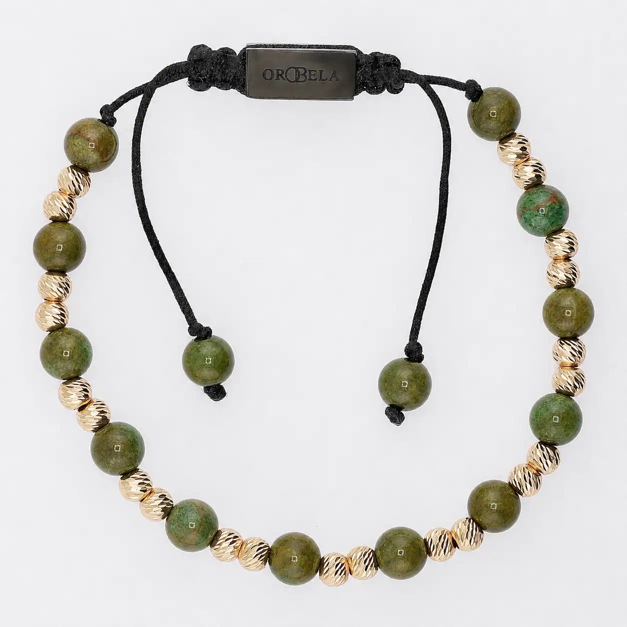 Elegant green beaded necklace with adjustable black cord for women.