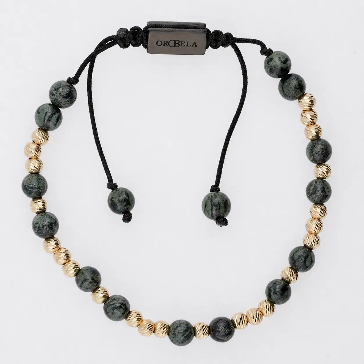 Elegant beaded necklace with black and gold beads from OroBela.