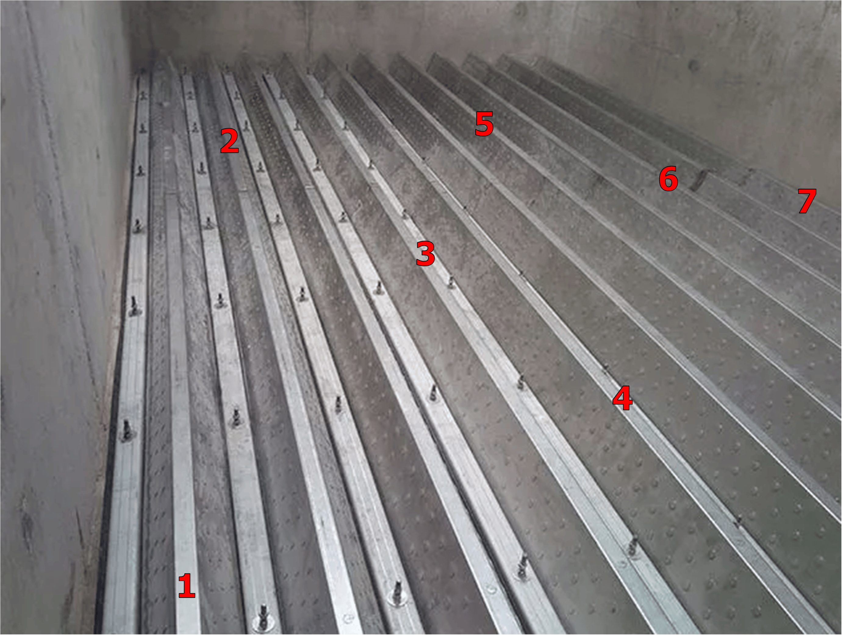 Location of 7 different underdrain testing locations