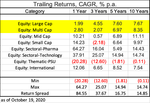 large multi cap performances