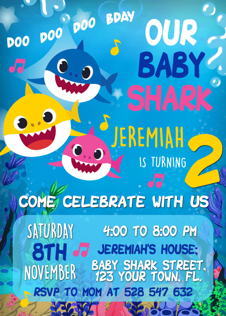 baby shark party birthday invitation oscarsitosroom