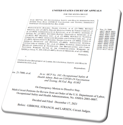 BREAKING – Sixth Circuit Rescinds Stay of OSHA’s Vaccinate-or-Test