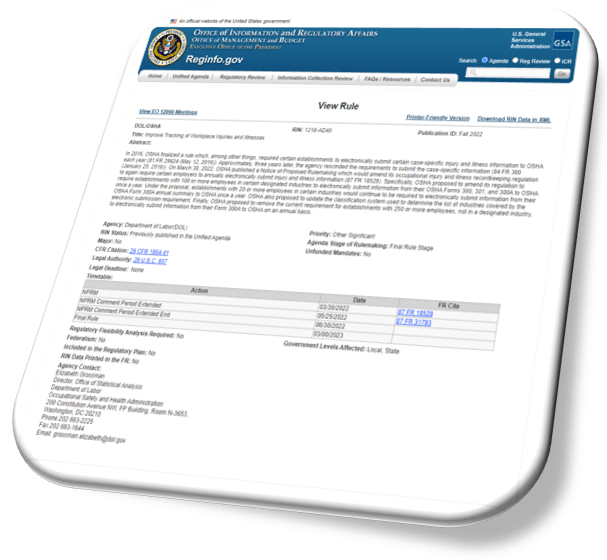 Timing for OSHA to Finalize the Amended E-Recordkeeping Rule Is Becoming  More Clear – The OSHA Defense Report