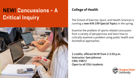 Flyer for KIN 199 Special Topics course on sports-sustained concussions