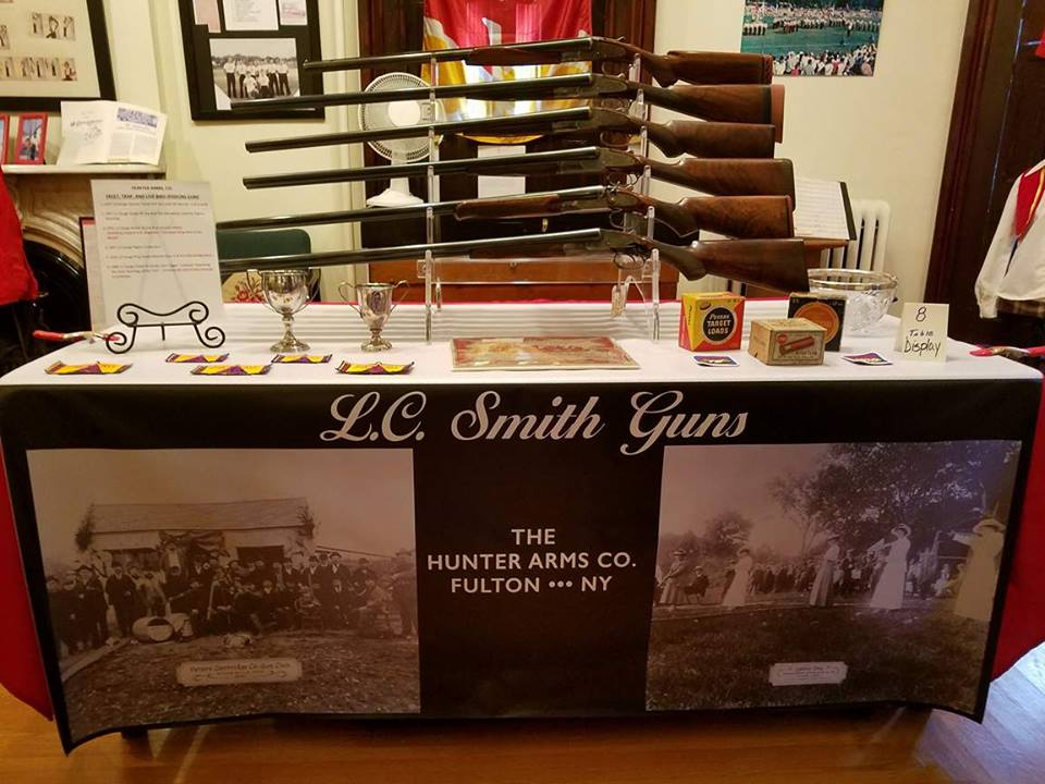 Each display showcased L.C. Smith and Hunter Arms guns and memorabilia.