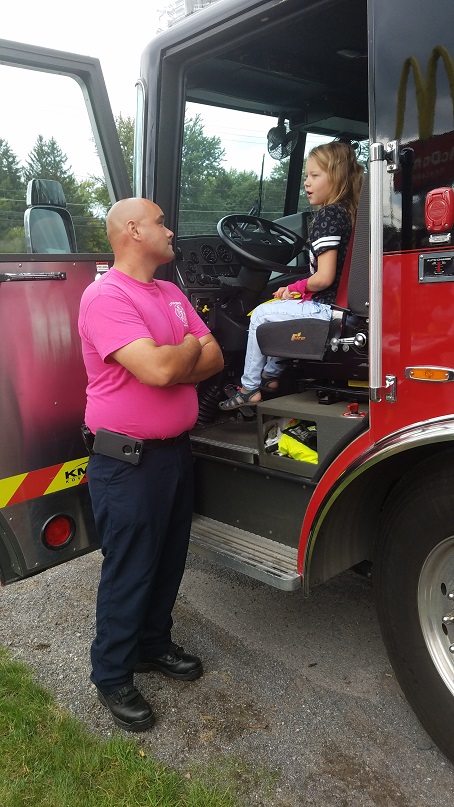 Young children had a chance to get in a Fulton fire engine and speak with local firefighters.