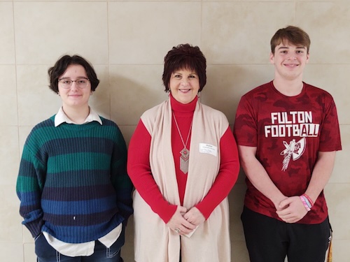 For the month of December in Fulton, pictured: Alejandro Rodriguez – Grade 11, Aiden Trude, Grade 12, Carrie Bixby - Universal Banker.