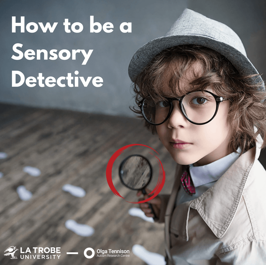 Image illustrating steps to become a sensory detective, featuring tools and techniques for sensory exploration and observation