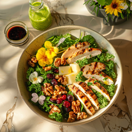 Fresh Walnut Oil Balsamic vinaigrette Salad with Avocado, Cherry Tomatoes, Arugula, and Feta Cheese, Rich in Omega-3