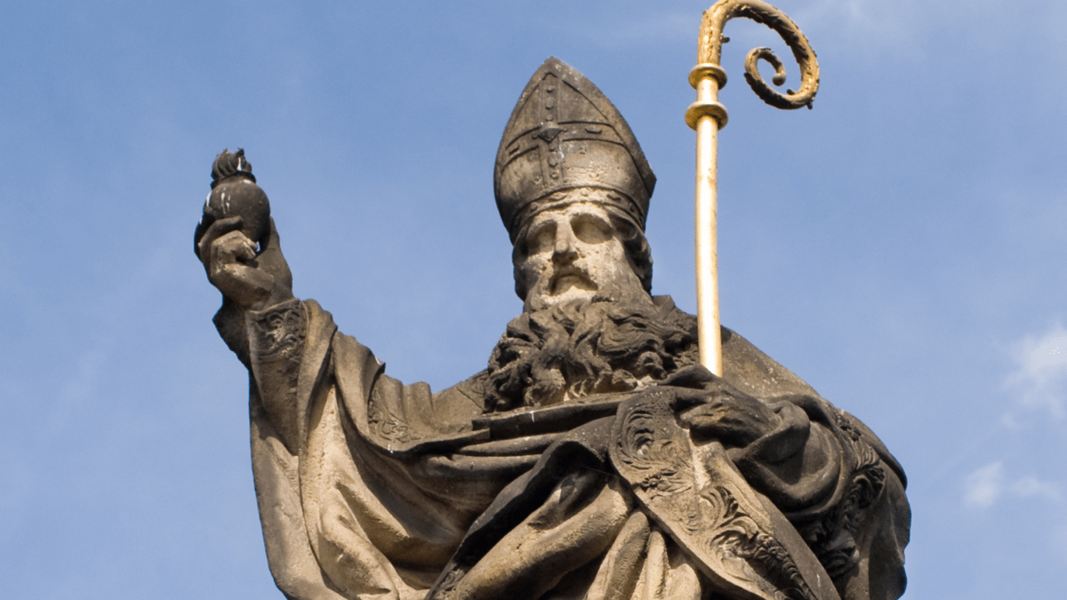 Statue of Saint Augustine, Prague, Czech Republic.