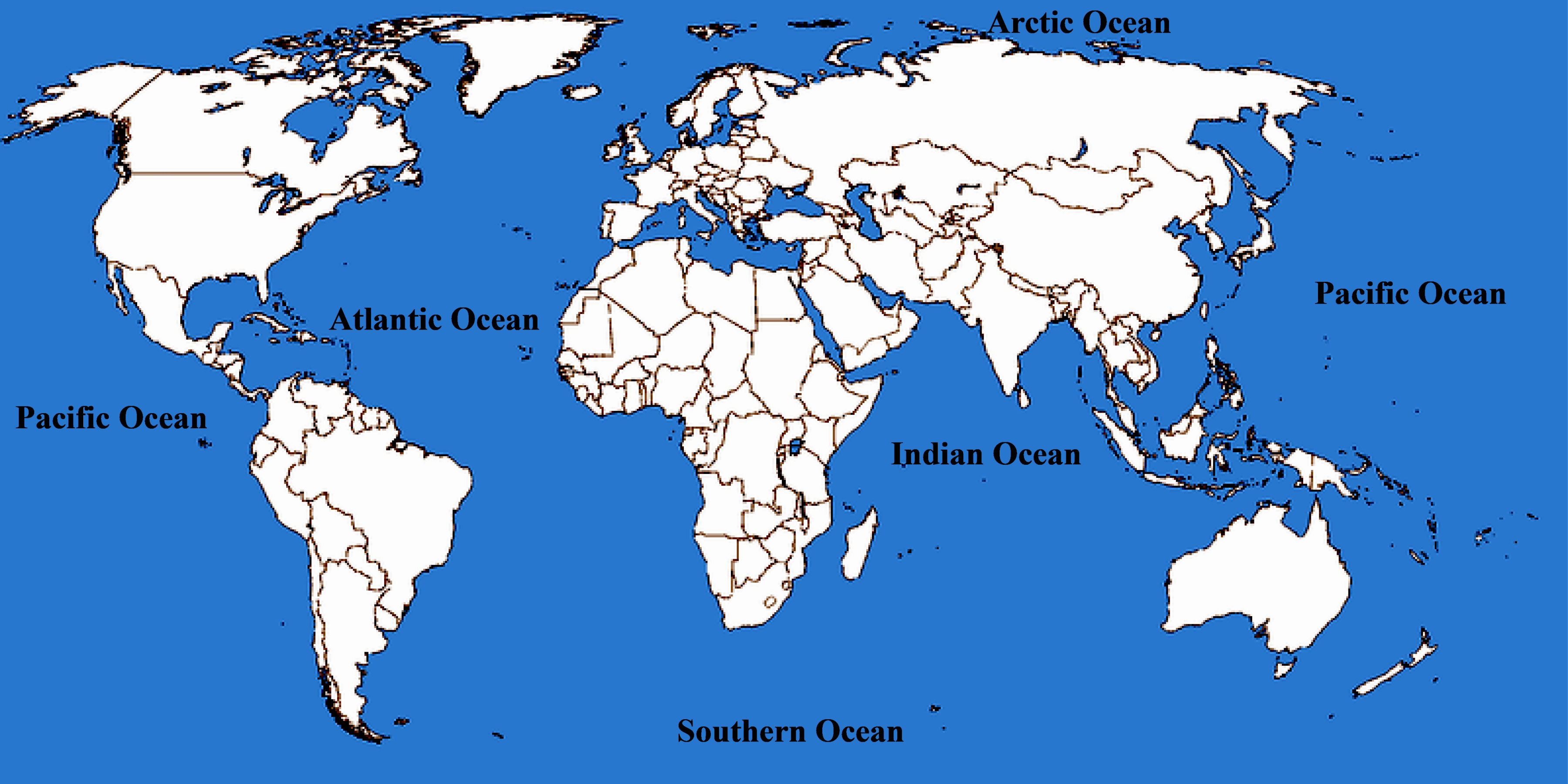 All World Map With Seas World Ocean Map 