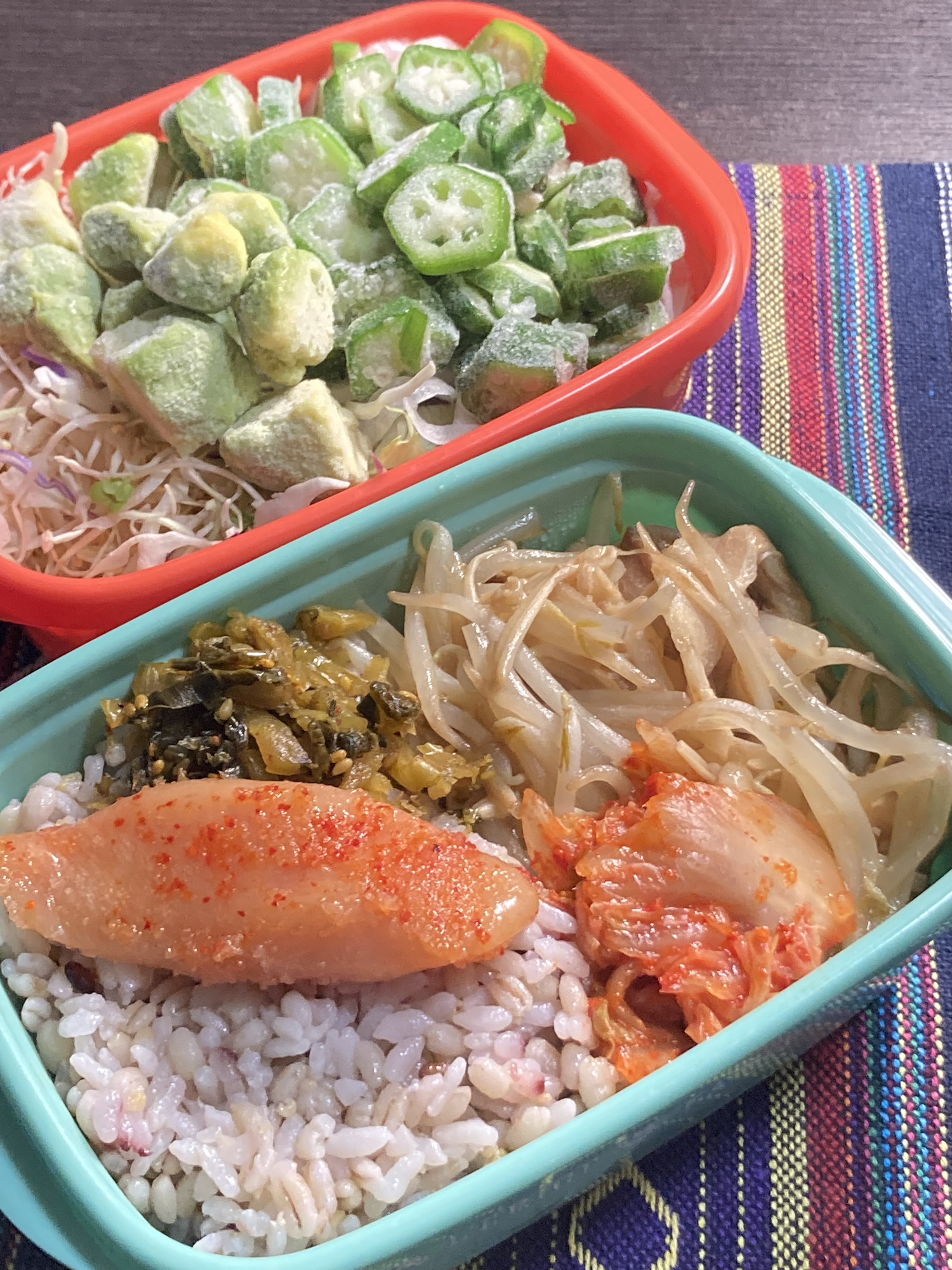 肉野菜炒めと高菜明太