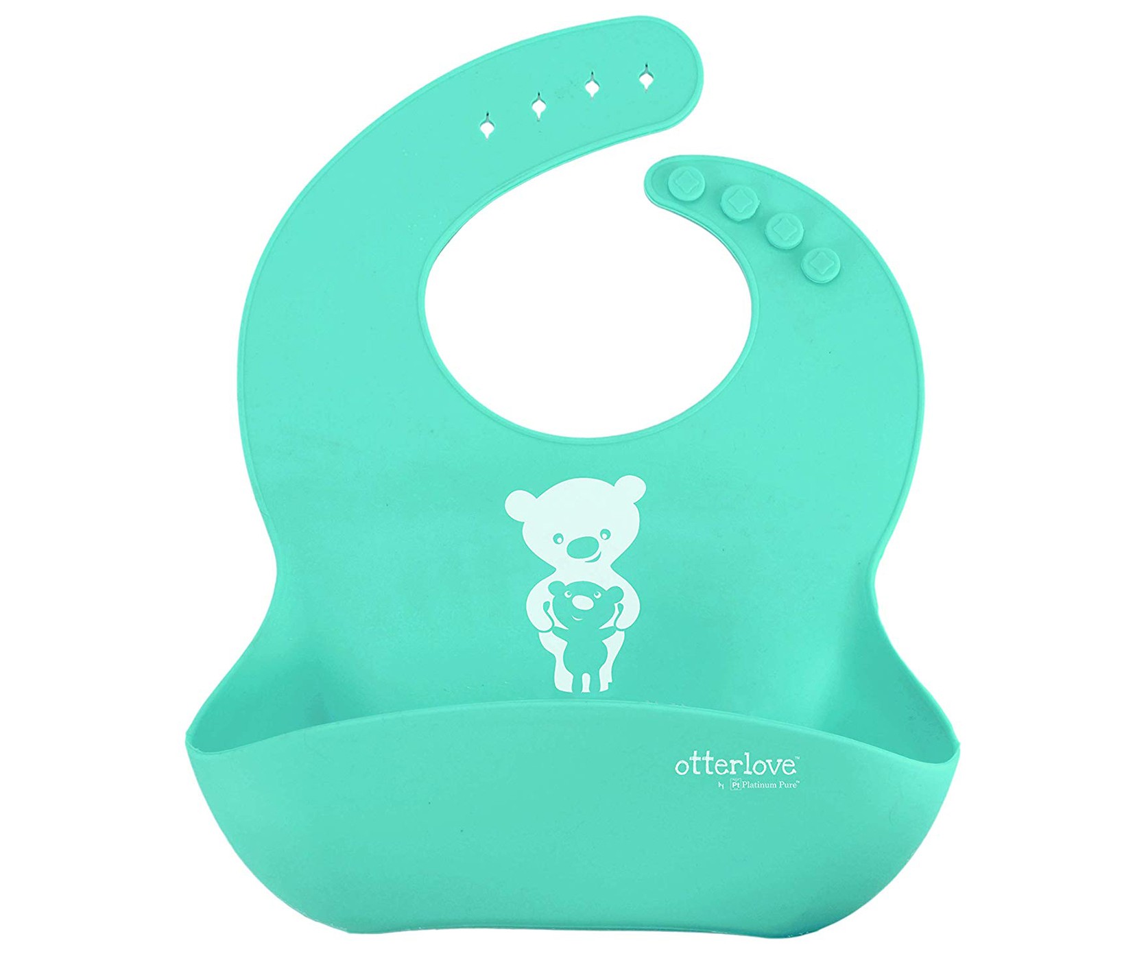 Best Silicone Bib - Bear Family - Mint Green