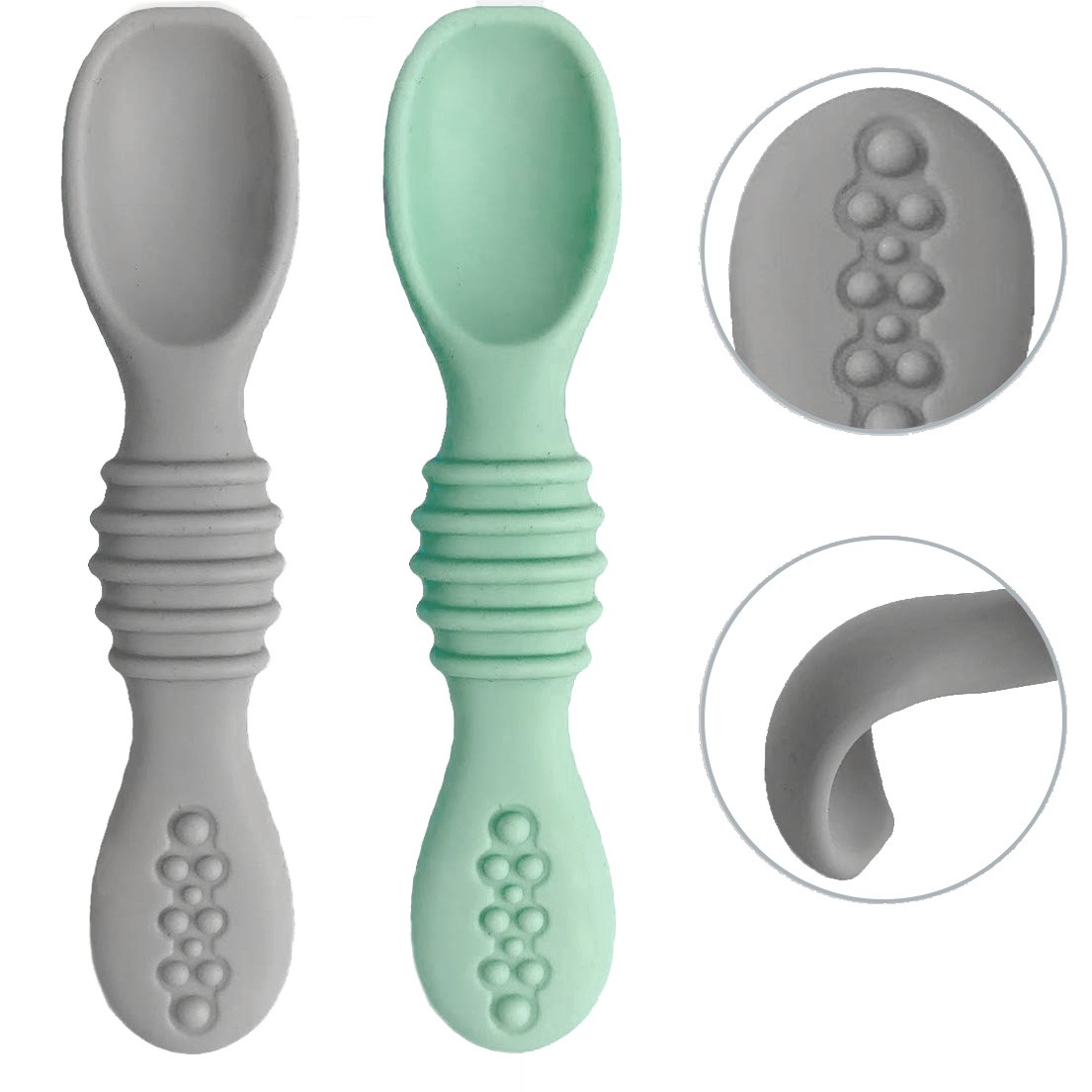 RORPOIR 4pcs Silicone Spoon Silicone Eating Spoon Feeding Spoons Multitools  Silicone Mixing Spoon Salad Spoons Tableware Spoon Long Handle Spoon Baby