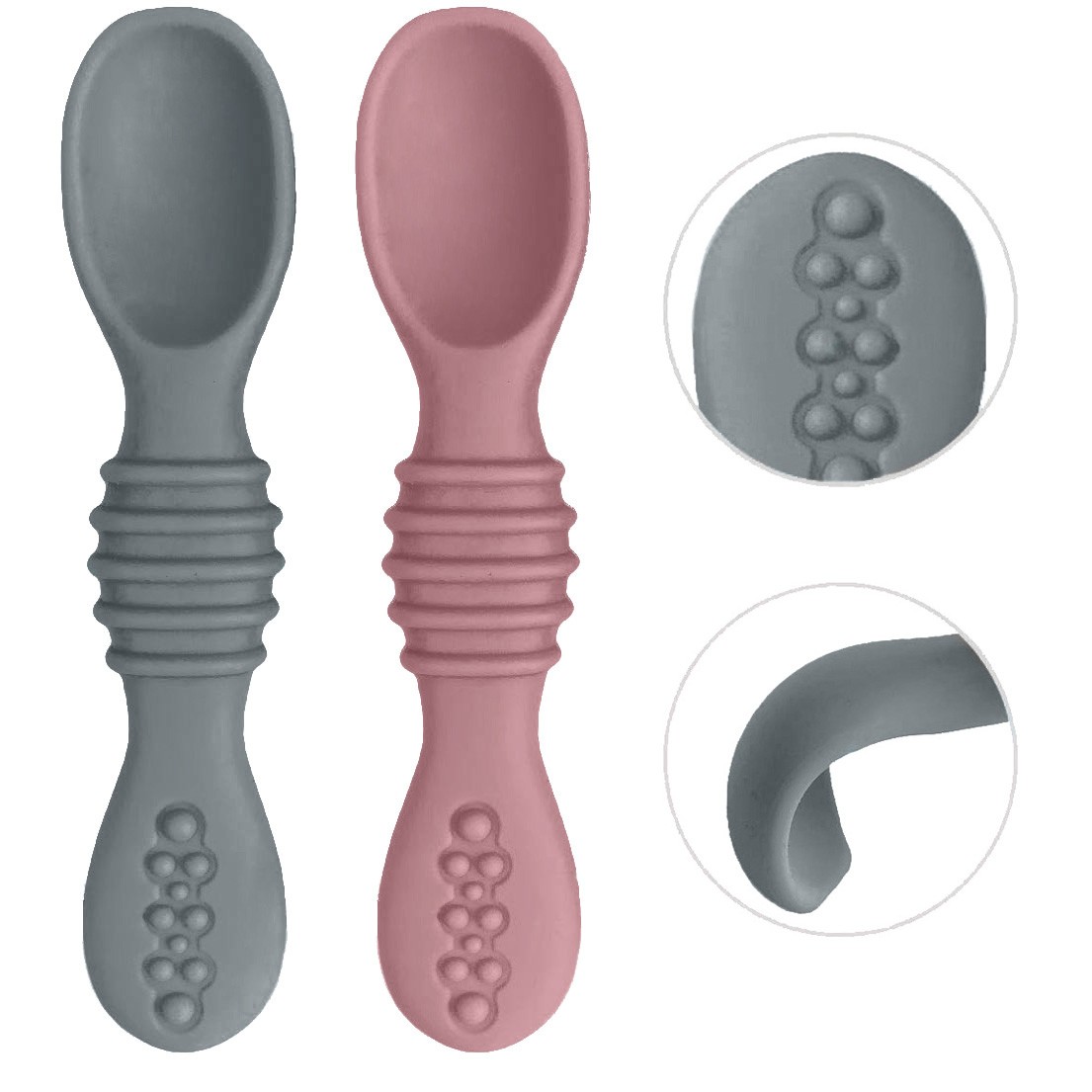 Stephen Joseph Silicone Baby Spoons, One size, Space