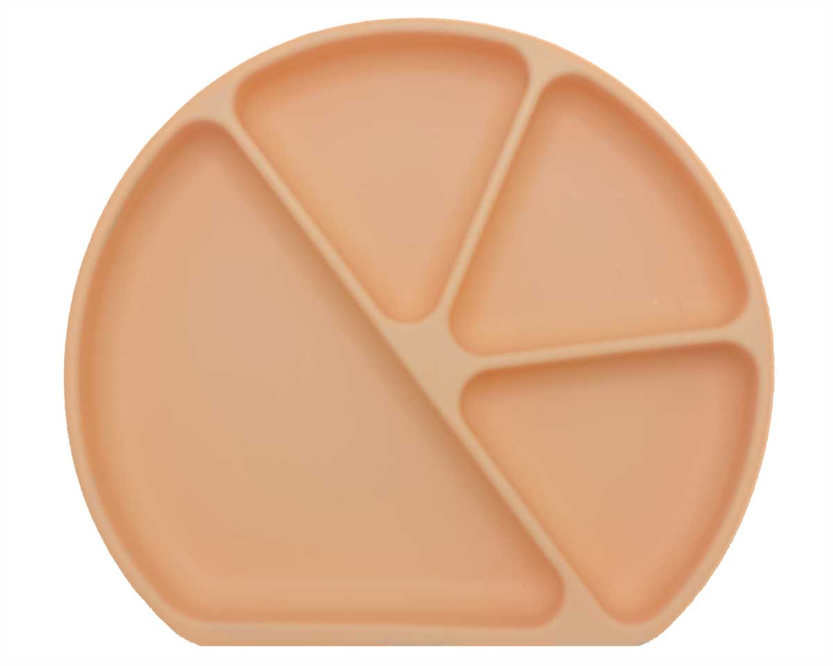 4 section divided silicone suction plate - clementine