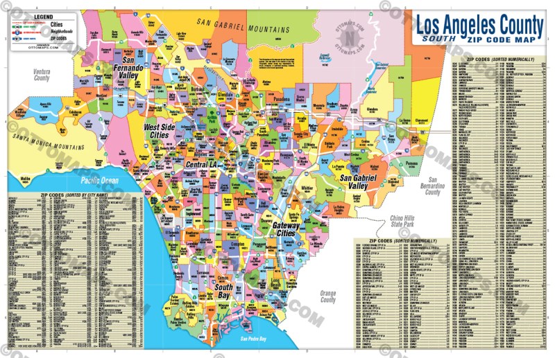 Los Angeles Zip Code Map Full County Areas Colorized Otto Maps Images - Gorgeous 8K Landscape Images | Free Download