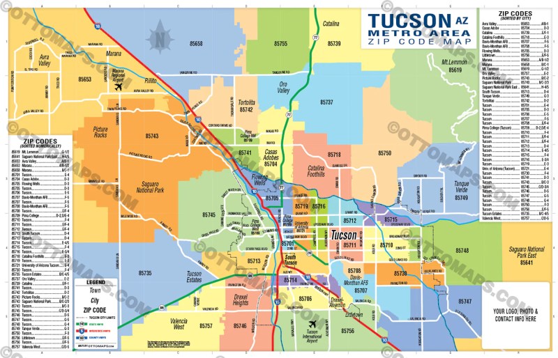Tucson Zip Code Map For Tucson Area Communities - Perfect City Background - Full HD
