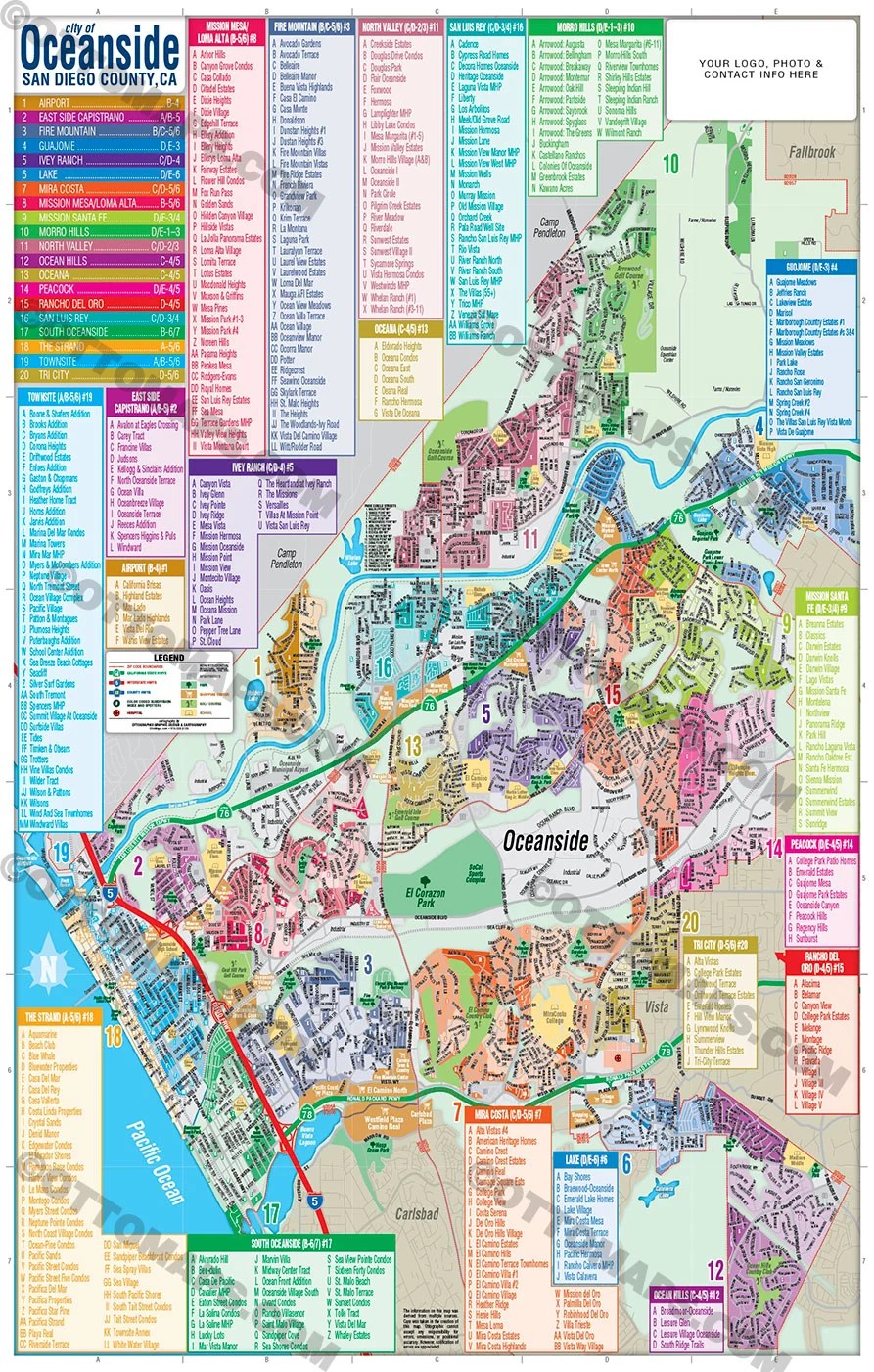Oceanside Map San Diego County CA FILES PDF And AI Editable Ve 